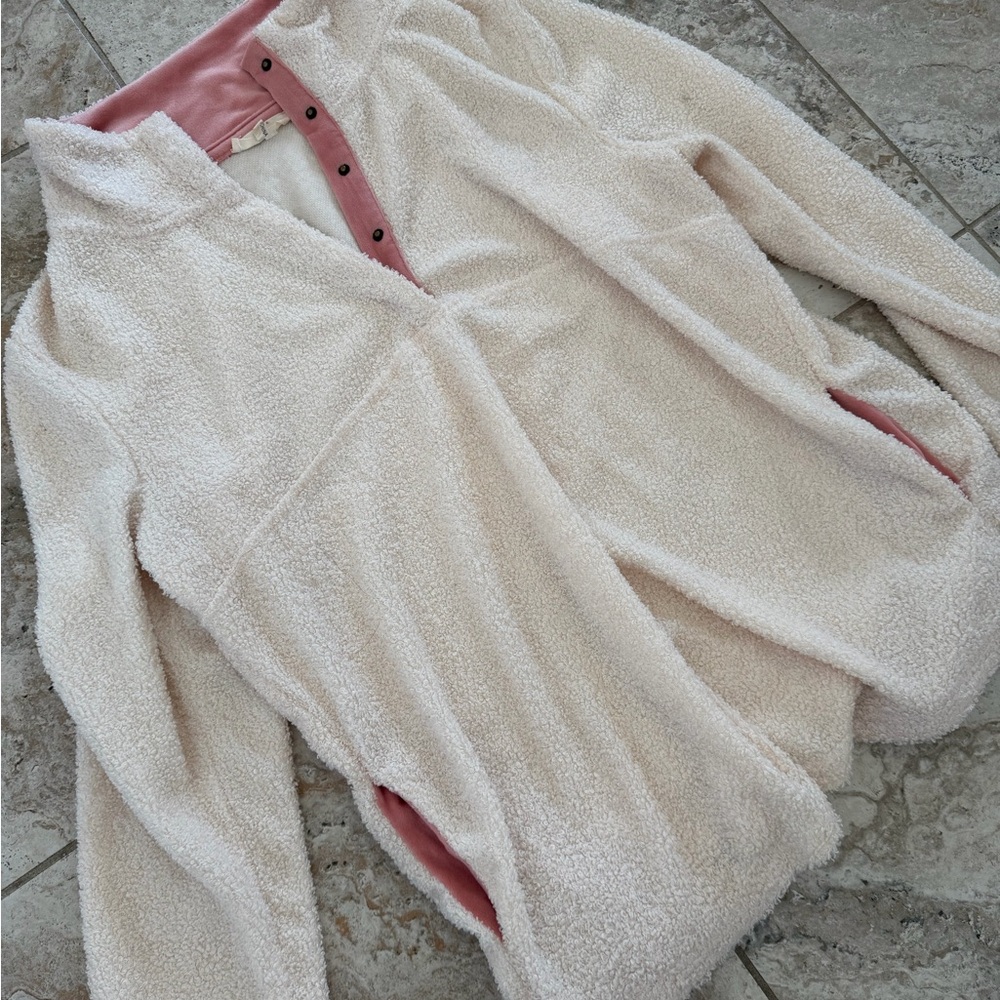 Cozy Cream and Pink Women's Fleece Hoodie